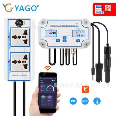 W2825涂鸦WiFi连接三合一PH酸度计温度盐度计海水养殖鱼缸监测器