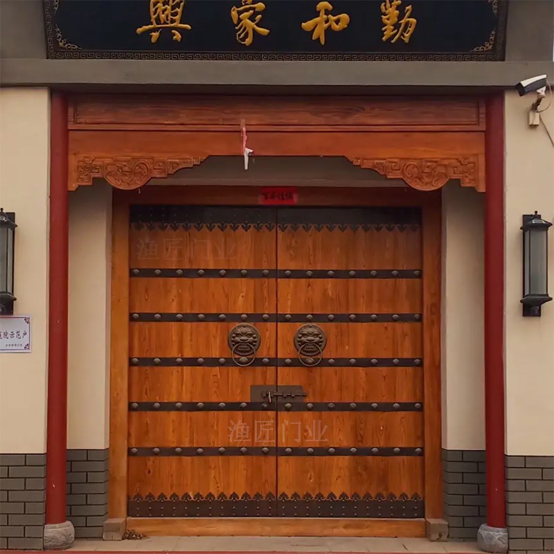 农村自建房大门实木大门中式庭院木门别墅仿古大门入户双开门定制