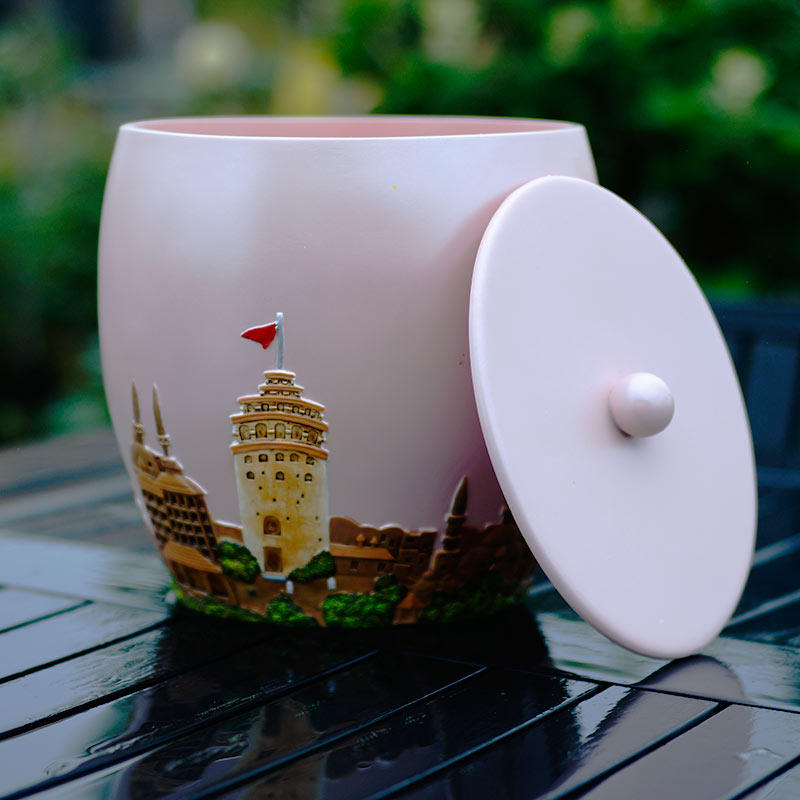 桌用垃圾桶收纳花瓶欧式家庭收纳筒家居卫生桶树脂装饰花桶桌面