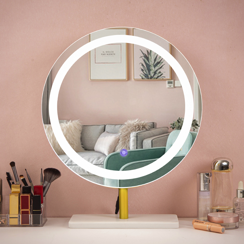 简约镜子化妆镜台式桌面led灯梳妆台带灯卧室家用大号补光梳妆镜