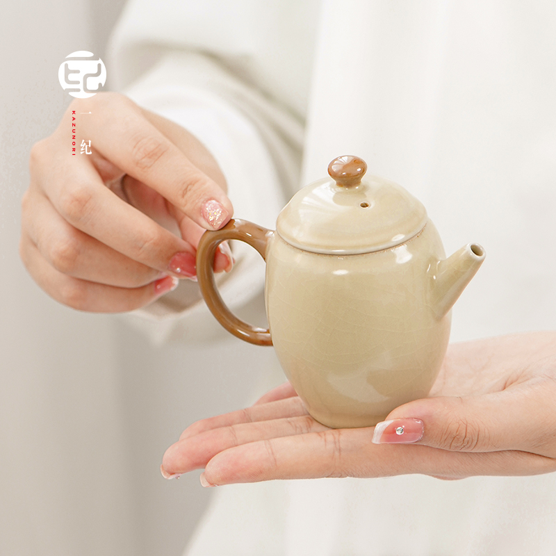 纯手工無尤茶壶陶瓷泡茶家用功夫茶具中式风格侧把泡茶壶迷你单壶
