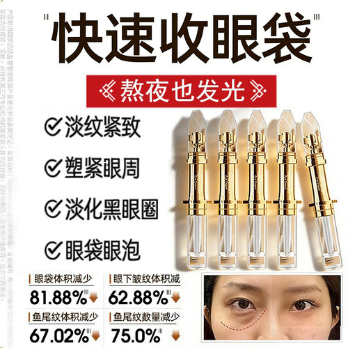 【专注眼袋】泪沟眼周下沉收缩眼袋提拉紧致抚平眼纹抗皱眼霜正品