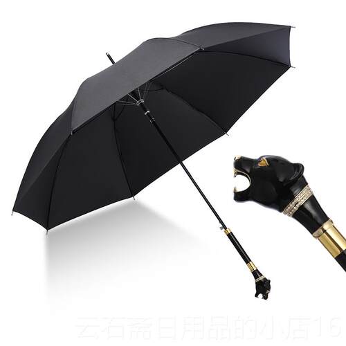 高档创意个性雨长柄男女防晒黑胶晴伞两用日系动物头定黑色制雨直