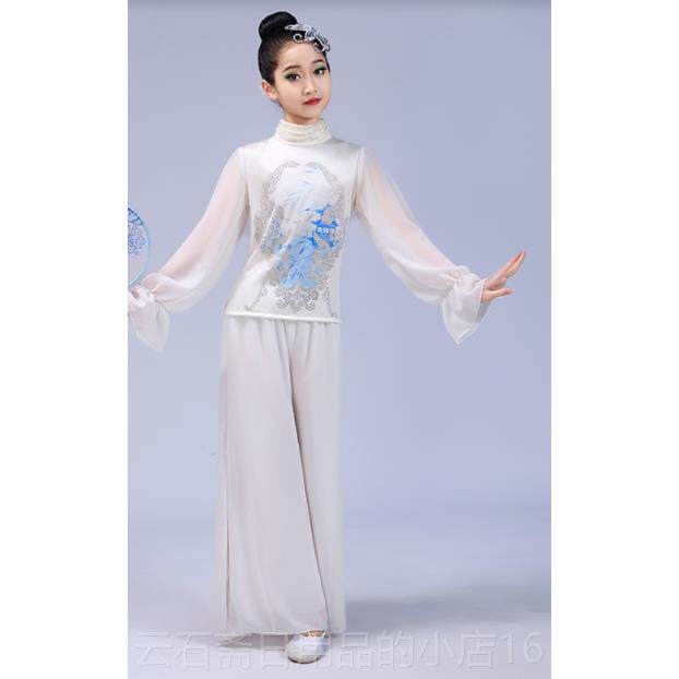 高档童青花瓷金晨同款古典舞蹈服儿童演出服