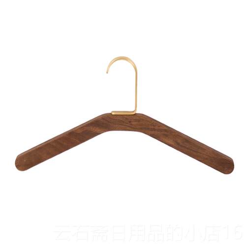 高档衣家用木钩质黑胡桃木实架木衣木架铜卧室防滑无痕头衣撑酒店