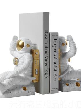 高档北欧轻奢宇员桌面航办创家意书挡书立书架夹公室书房居装饰品