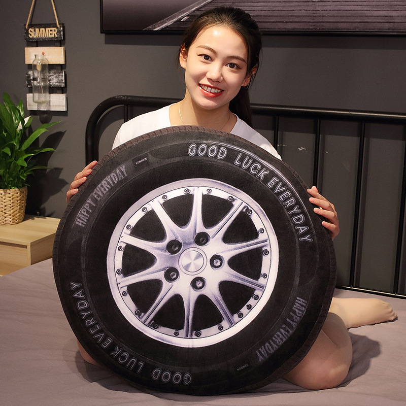 创意汽车轮胎抱枕办公室靠垫沙发客厅靠背垫车载靠枕椅子靠背腰枕