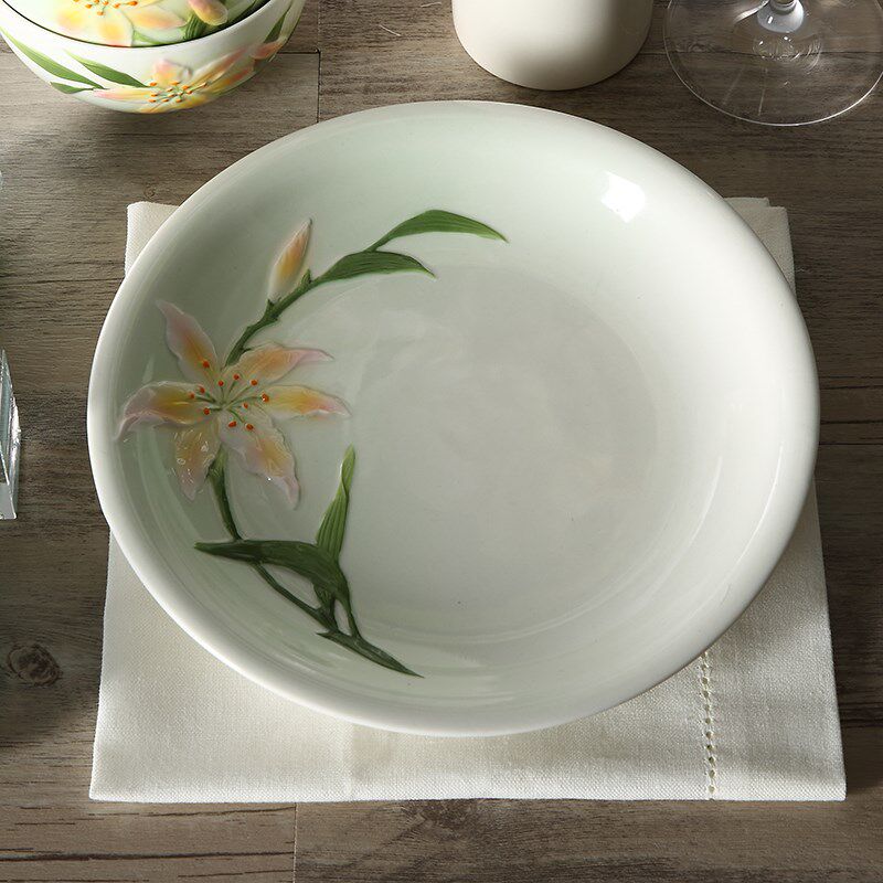 圆形点心8.5寸陶瓷菜盘浅盘牛排西餐盘餐具套装家用早餐平拼盘