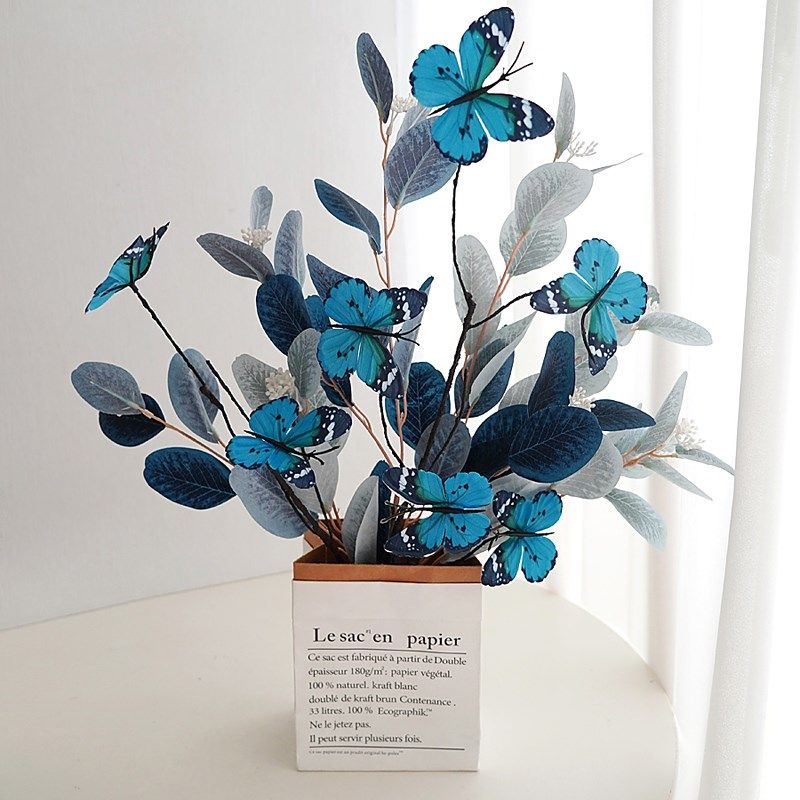 假花装饰仿真枯枝蝴蝶干枝插摆创意橱窗摆设家居花艺摄影道具摆件