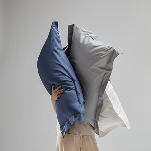 100支贡缎长绒棉枕套一对装 全棉素色枕头套单人枕皮48