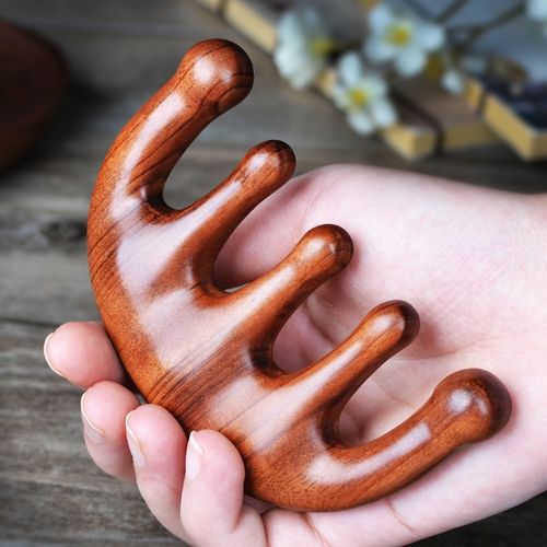 天然绿檀木梳子头部经络肩颈梳子男女大宽齿檀香面部按摩桃木梳子