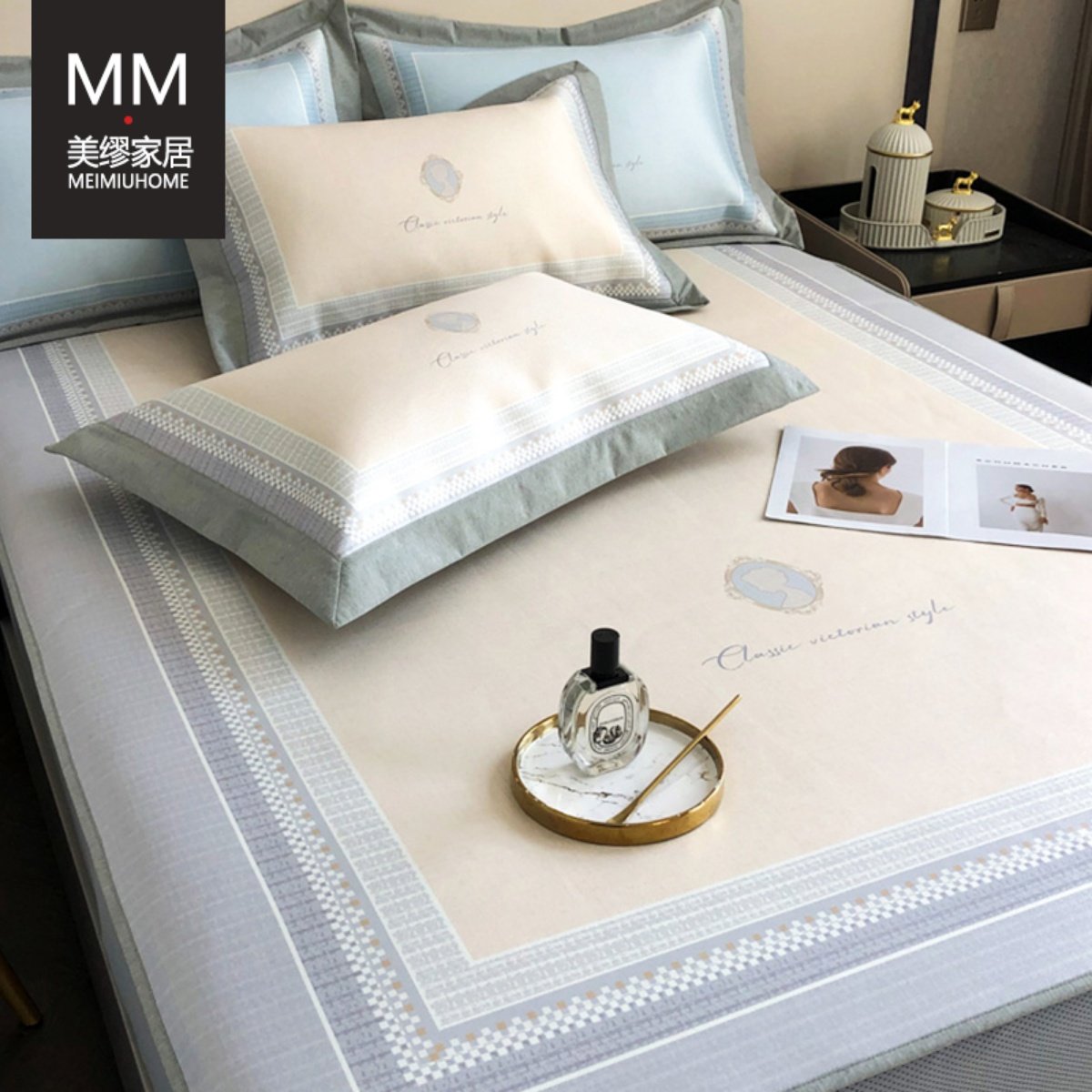 高端冰丝凉席床笠款简约夏季2024新款A类空调席可水洗折叠软席子