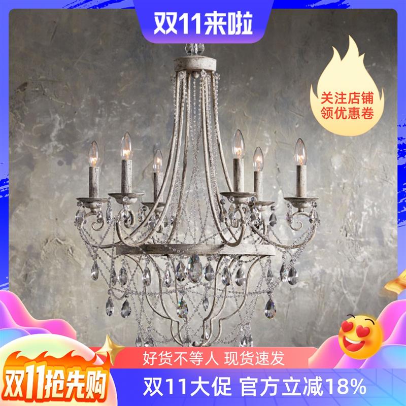 法式复古铁艺水晶装饰吊灯别墅客厅餐厅灯民宿酒店大堂卧室灯饰