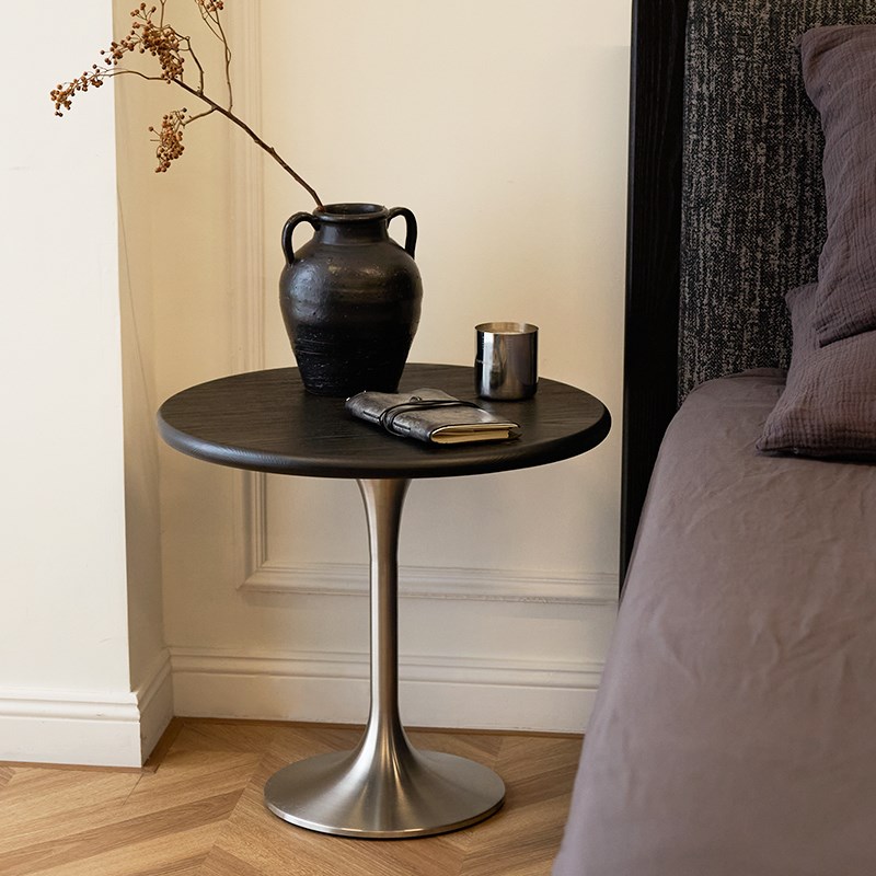 野作卡普尔圆几中古实木咖啡桌沙发创意边几茶几现代简约包豪斯款