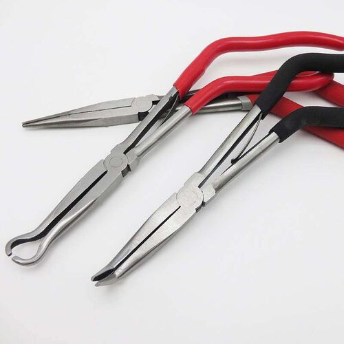 加长尖嘴钳子弯嘴钳扁嘴弯头钳夹持尖咀钳长嘴尖头斜嘴钳火花塞钳