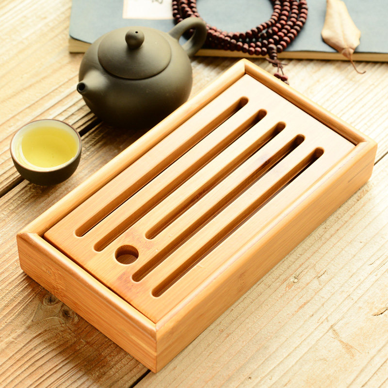 功夫茶具 小茶盘竹制茶海盛水储水式茶台托盘干泡盘 迷你茶盘