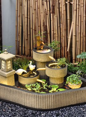 大型假山流水喷泉庭院花园室内阳台鱼池循环水造景观摆件布置落地