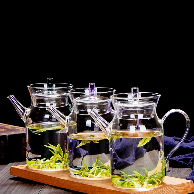 玻璃茶具加厚绿茶泡茶器带过滤煮茶壶可加热家用小容量仿宋手执壶