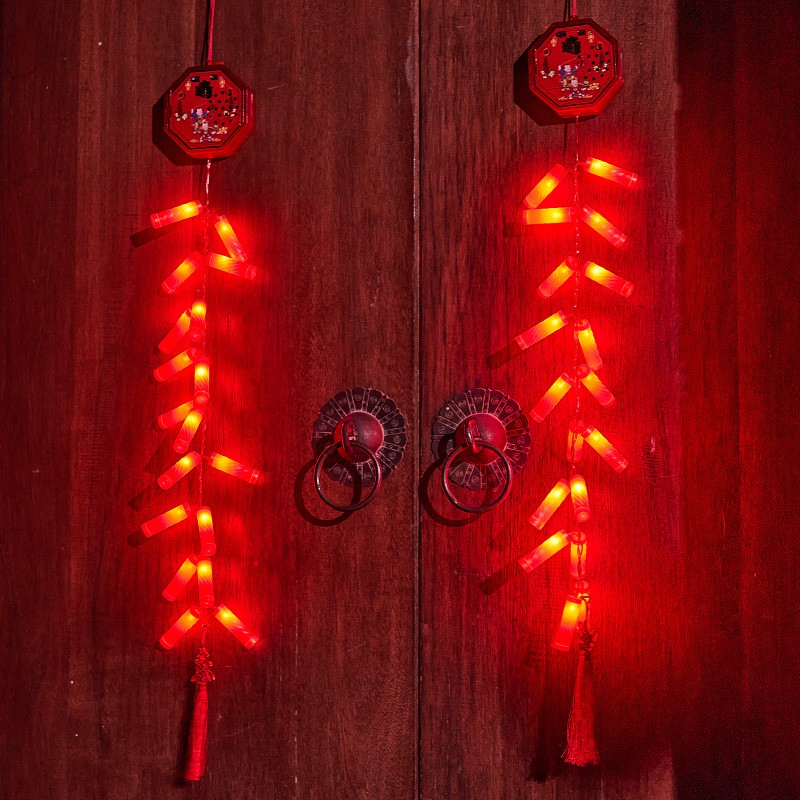 仿真电子鞭炮家用爆竹春节免插电超响过年新年灯笼装饰品炮仗布置