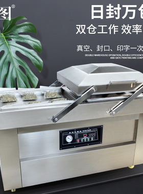 迪图600食品双室真空包装机平板冷冻品真空封口机抽真空塑封机