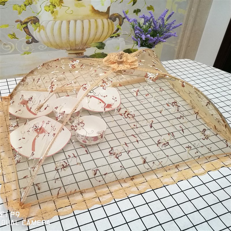 加大高档折叠餐桌罩防虫蝇饭菜盖食物罩盖菜罩饭桌罩菜伞透气