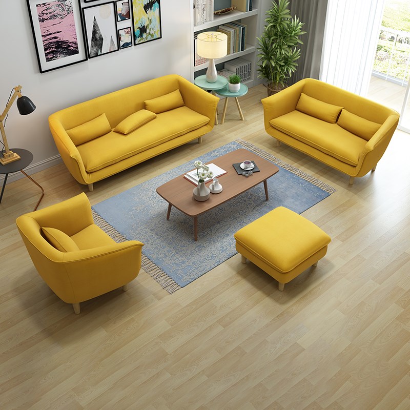 现代简约小户型棉麻布艺沙发客厅直排超窄0/5cm卧室公寓出租房