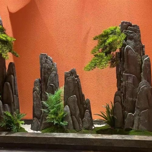 室内仿真石太湖石斧劈石雪浪石餐厅售楼处会所植物造景摆件仿真树