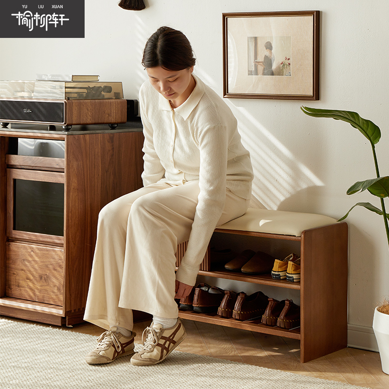 实木换鞋凳家用门口进门鞋架可坐式穿鞋凳进门凳入户鞋柜坐凳一体