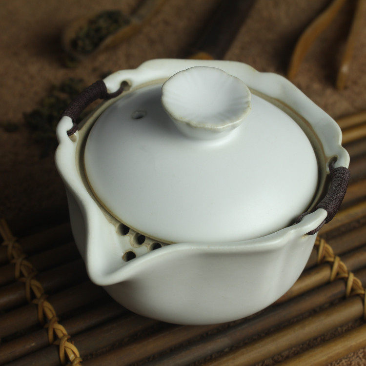 月白汝窑款防烫开片手抓碗 陶瓷茶具用品手抓壶 紫砂茶具中式茶壶
