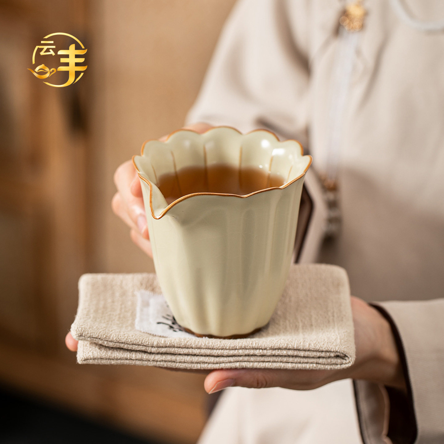景德镇高端汝窑茶海陶瓷公道杯单个女士精致分茶器茶具用品零配件