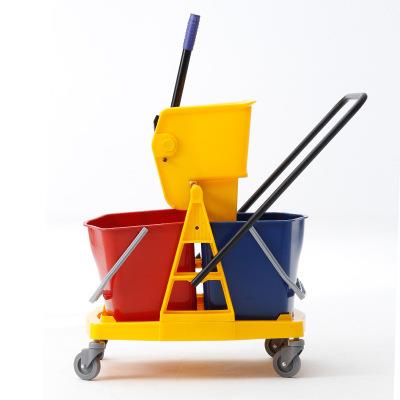 白云双桶榨水车拖把甩水桶挤水车 清洁保洁墩布车 拖地桶AF08075