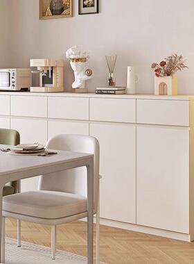 餐边柜现代简约靠墙一体置物柜客厅茶水柜奶油风家用橱柜厨房碗柜