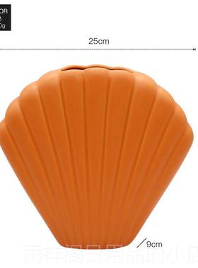 正品北欧莫色系in迪s民宿酒柜餐台家居装品贝壳陶兰瓷饰花瓶工艺