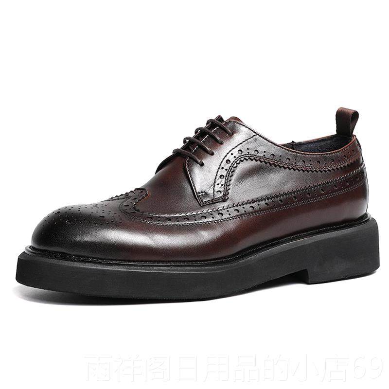 正品男士皮鞋洛克休闲英务伦布厚底高商正增装德比鞋真皮新郎婚鞋