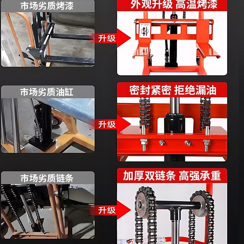 力拓中用小型堆高车家用工厂简易微型叉车升降机举高机堆垛堆高车