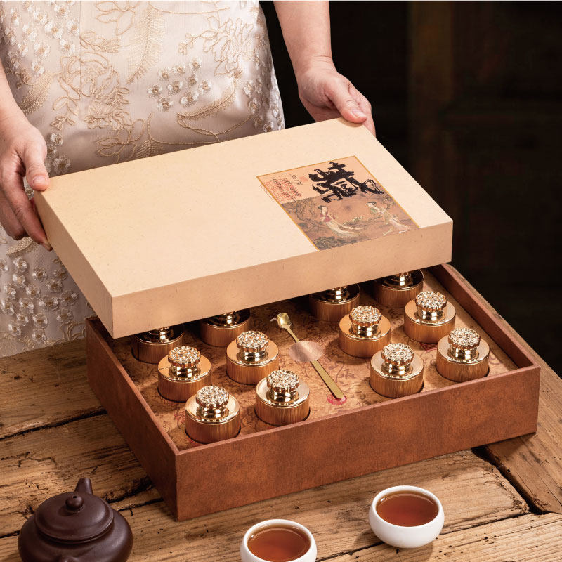 红茶茶罐茶叶包装盒空礼盒12小罐碎银子铁观音可携式茶叶罐定制创