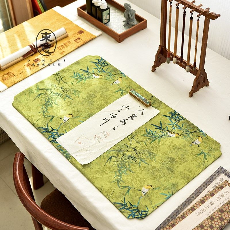 东意文房绿色毛毡书法垫布仿香云纱书画垫创意毛笔字练字桌布垫子