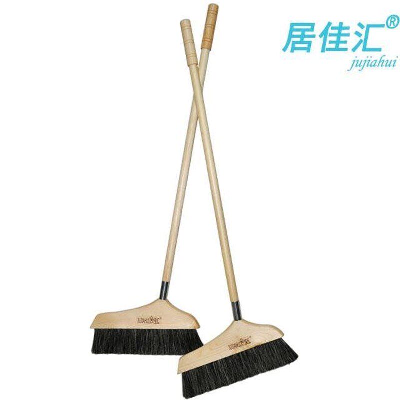 鬃毛扫把木地板扫帚单个家用软毛扫头发实木扫地一体杆居佳汇圆木