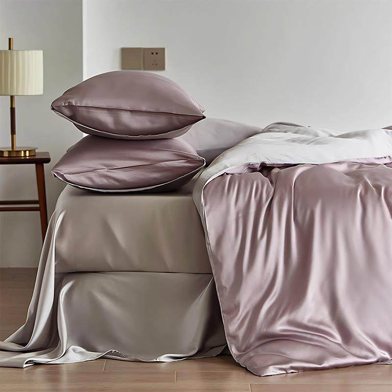 进口!凉感60支兰精天丝四件套纯色冰丝夏季裸睡床笠床单被套床品