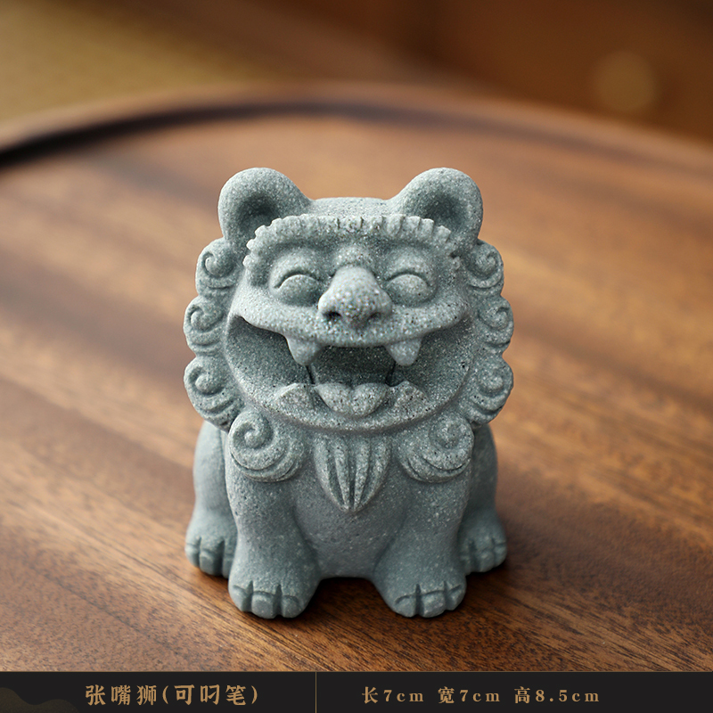 萌宠青砂石狮子小号桌面装饰品茶宠吉祥物摆件微景观盆景鱼缸造景