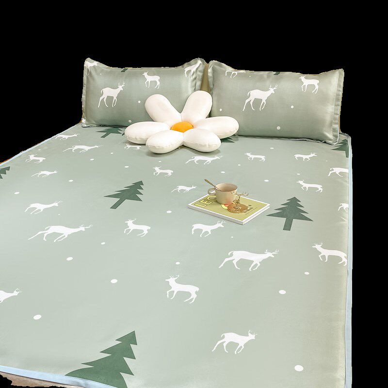 夏季冰丝凉席三件套可水洗机洗折叠家用草席学生宿舍单人空调软席