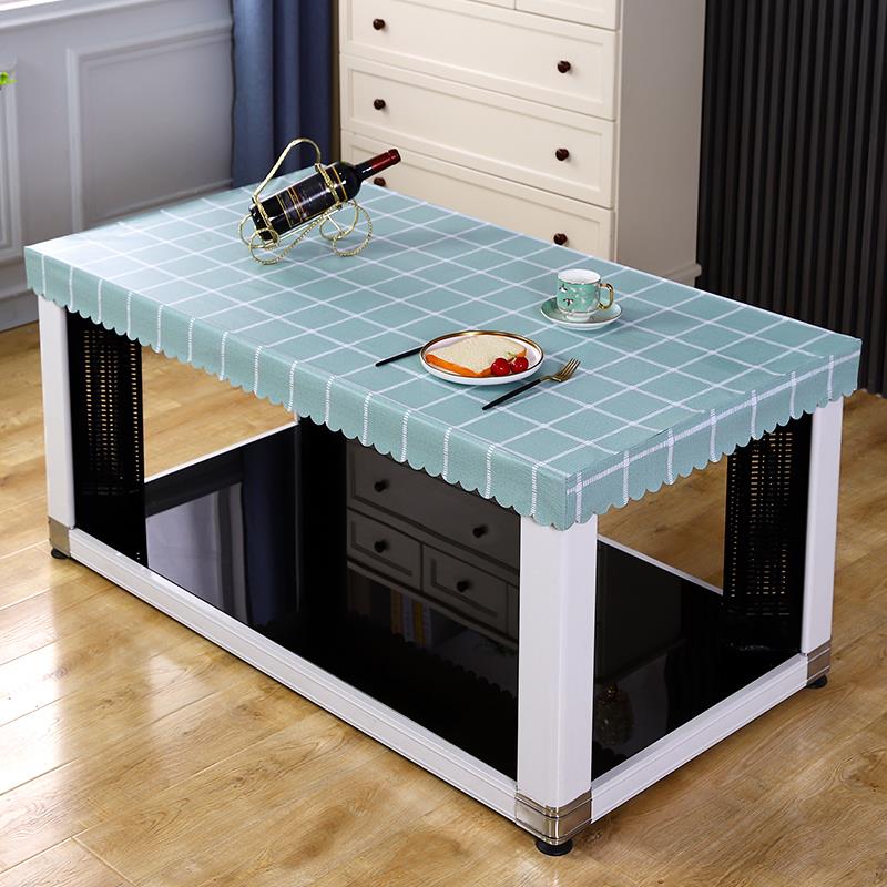 正方形烤火桌子罩皮茶几桌布罩长方形防水防油pu皮垫防尘罩