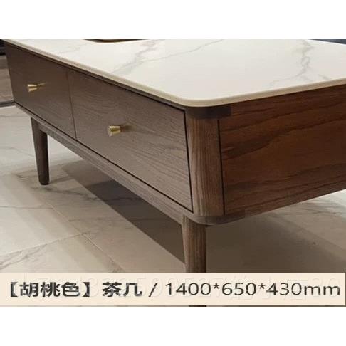 高档包邮桌厂家直销北轻奢全实木岩木欧板茶几橡简约茶带抽屉收纳