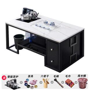 高档几火烧石茶岩板功夫茶家台办公商用茶几现代水简约用茶台烧壶