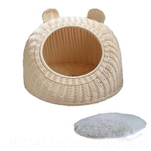 高档藤编猫窝窝子窝宠物窝耳冬季暖窝无异狗味可水洗双宠物兔笼猫