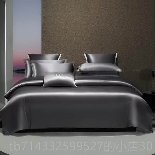 高档重磅双面真丝套1上00%桑蚕丝高端定制床笠件床单被套丝四绸床