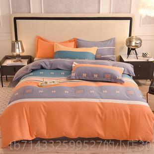 高档南通家纺202新款 四0件x套纯棉全棉加厚磨毛180252被套床笠高