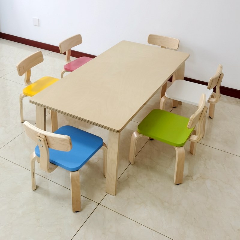 简约实木长方桌儿童学习桌手工桌幼儿园桌子四人桌培训桌美术班用