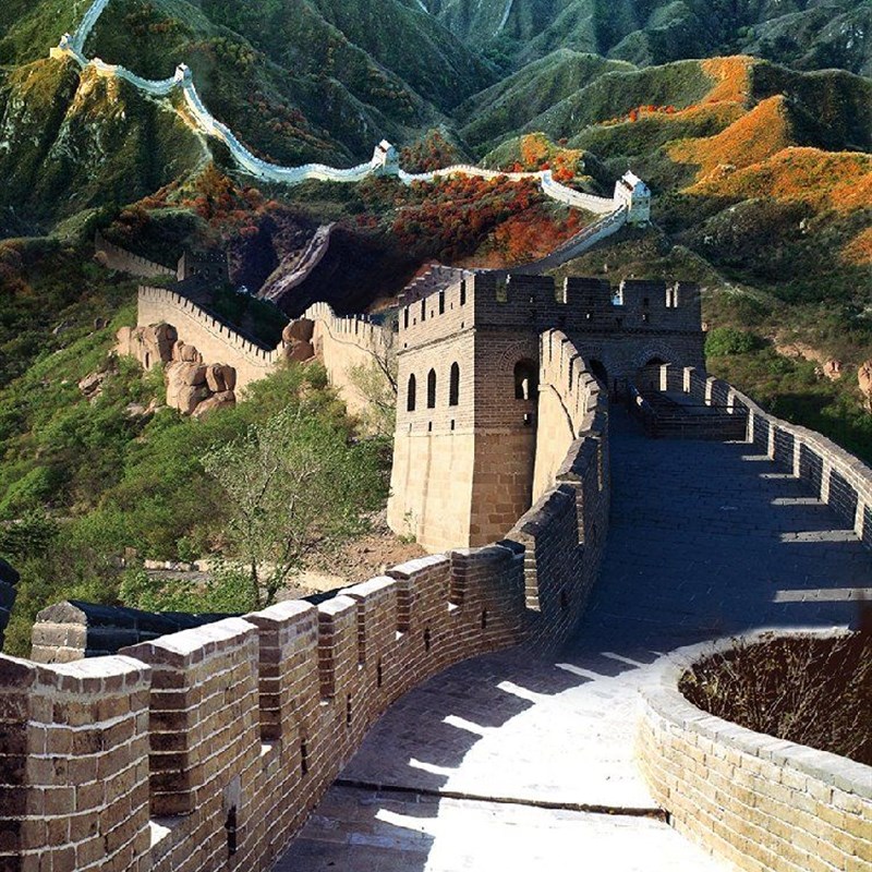新竖幅版式长城风景精美高清现代中式墙壁玄关背景装饰背胶贴图画