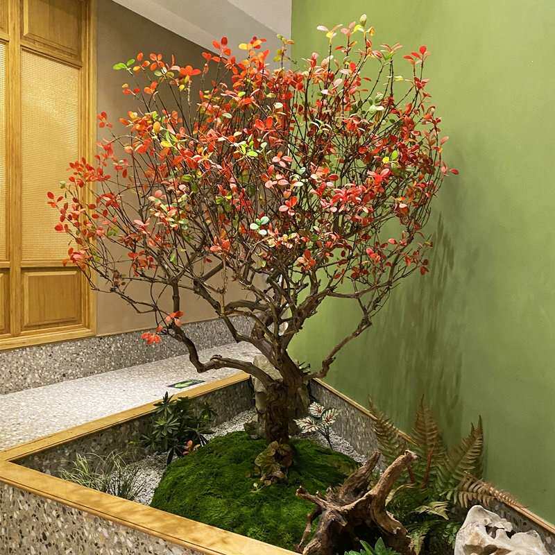 花舍新款树叶仿真榕灌木丛绿植造景落地摆件发财树橱窗装饰盆景